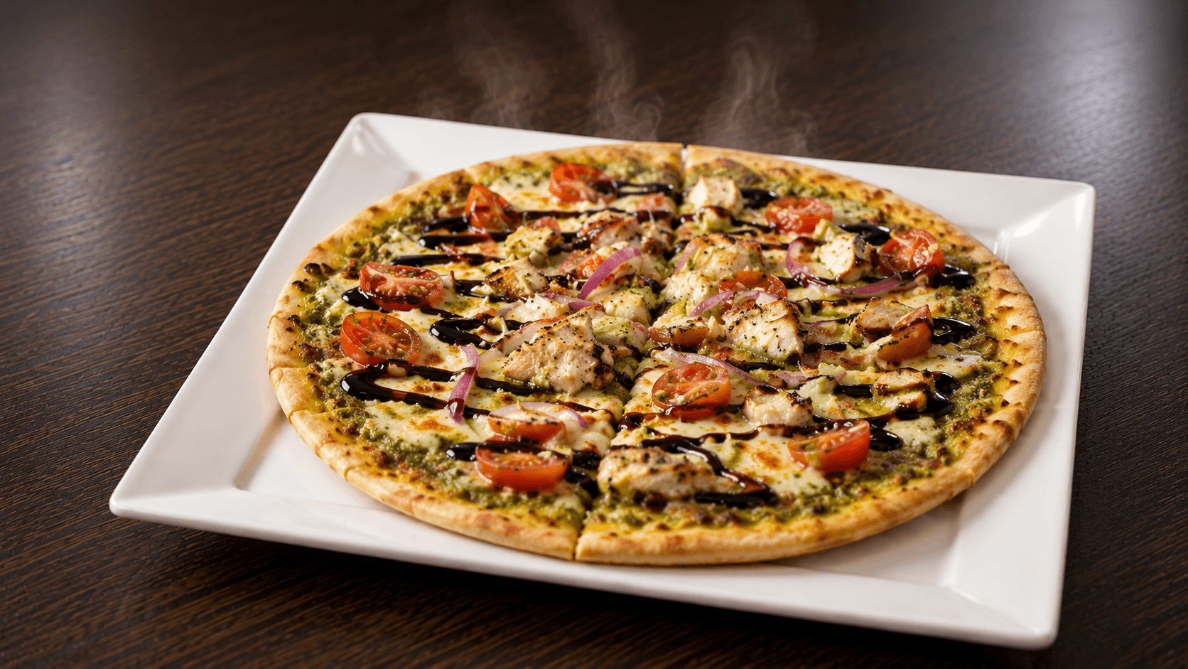 Chicken bruschetta pizza